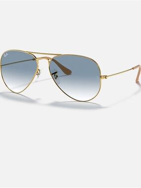Ray-Ban Gold Frame Aviator Sunglasses with Blue Gradient Lenses
